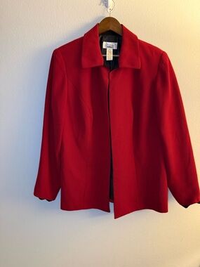 Studio I Vibrant Red Wool-Blend Pea Coat